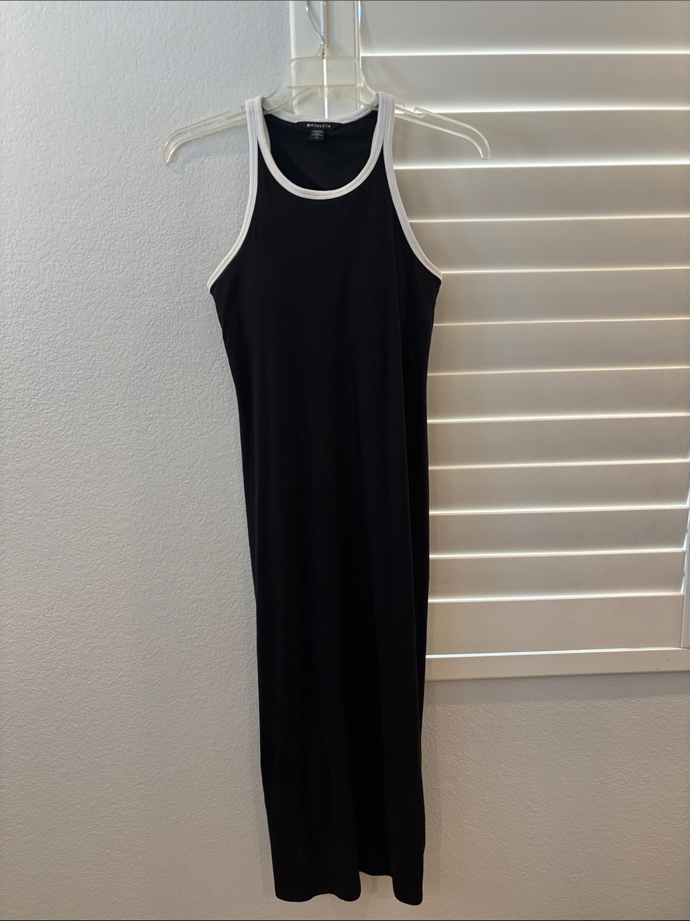 Athleta “Signature Rib Maxi” Dress Black with White Trim